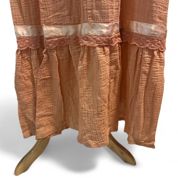 VTG 70s Young Edwardian Arpeja Prairie Dress Sz 5 Lace Ruffle Cottagecore Boho - Picture 5 of 6